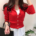 New Trendy Fashionable Women’s Cardigan Sweater Spring Knitted Long Sleeve Short Coat Casual Single Breasted Slim