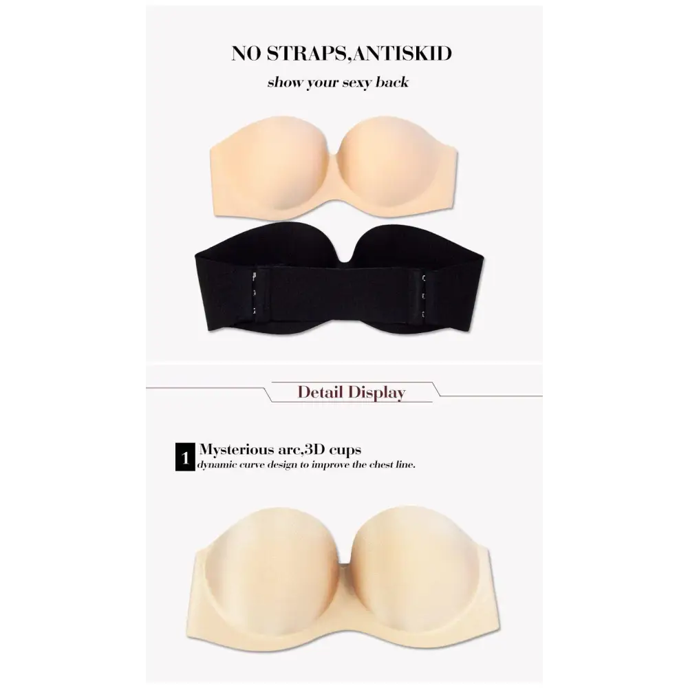 New Trendy Invisible Bras Bralette Underwear Women’s Push Up Strapless Bra Wedding Brassiere Underwired Back 1/2 Cup