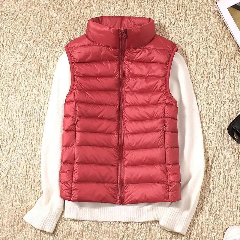 New Trendy Ultra Light Women’s Duck Down Vest Jacket Autumn/Winter High collar Sleeveless Coat For Girls - ALU93348NLF