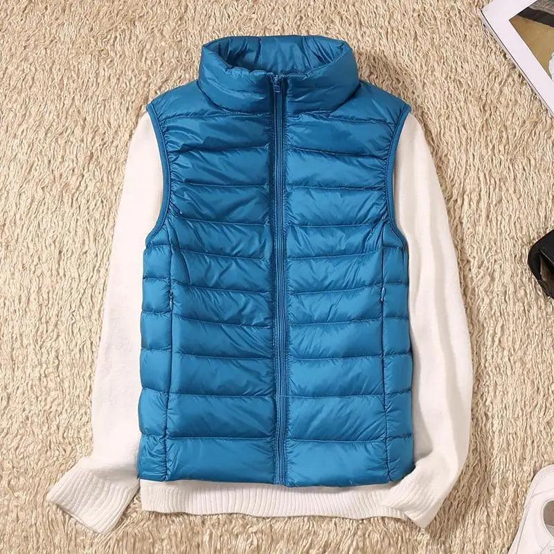 New Trendy Ultra Light Women’s Duck Down Vest Jacket Autumn/Winter High collar Sleeveless Coat For Girls - ALU93348NLF