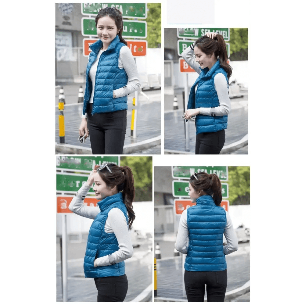 New Trendy Ultra Light Women’s Duck Down Vest Jacket Autumn/Winter High collar Sleeveless Coat For Girls - ALU93348NLF