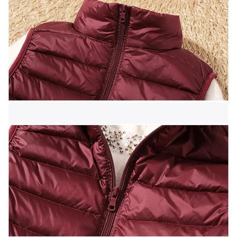 New Trendy Ultra Light Women’s Duck Down Vest Jacket Autumn/Winter High collar Sleeveless Coat For Girls - ALU93348NLF