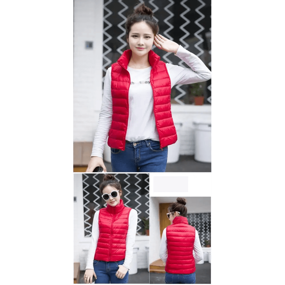 New Trendy Ultra Light Women’s Duck Down Vest Jacket Autumn/Winter High collar Sleeveless Coat For Girls - ALU93348NLF