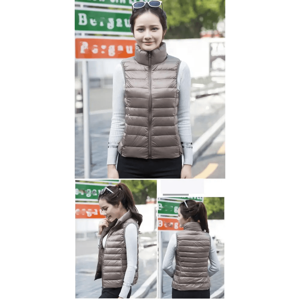 New Trendy Ultra Light Women’s Duck Down Vest Jacket Autumn/Winter High collar Sleeveless Coat For Girls - ALU93348NLF