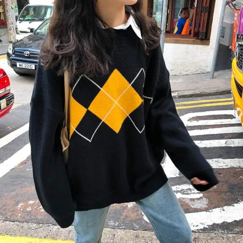 New Trendy Women Knitted Sweater Fashionable Oversized Pullovers Ladies Winter Loose Sweater College Style Women Jumper