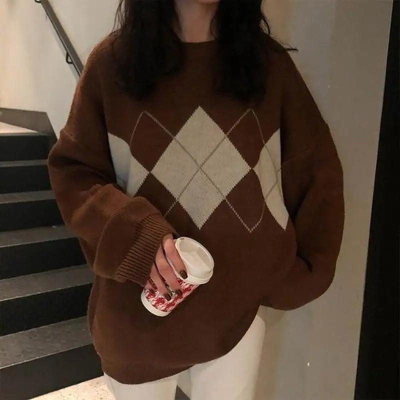 New Trendy Women Knitted Sweater Fashionable Oversized Pullovers Ladies Winter Loose Sweater College Style Women Jumper