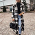 New Trendy Women’s Coat Autumn Winter Long Sleeve Red Plaid Jacket Women Lapel Single Breasted Cardigan Coat Turndown