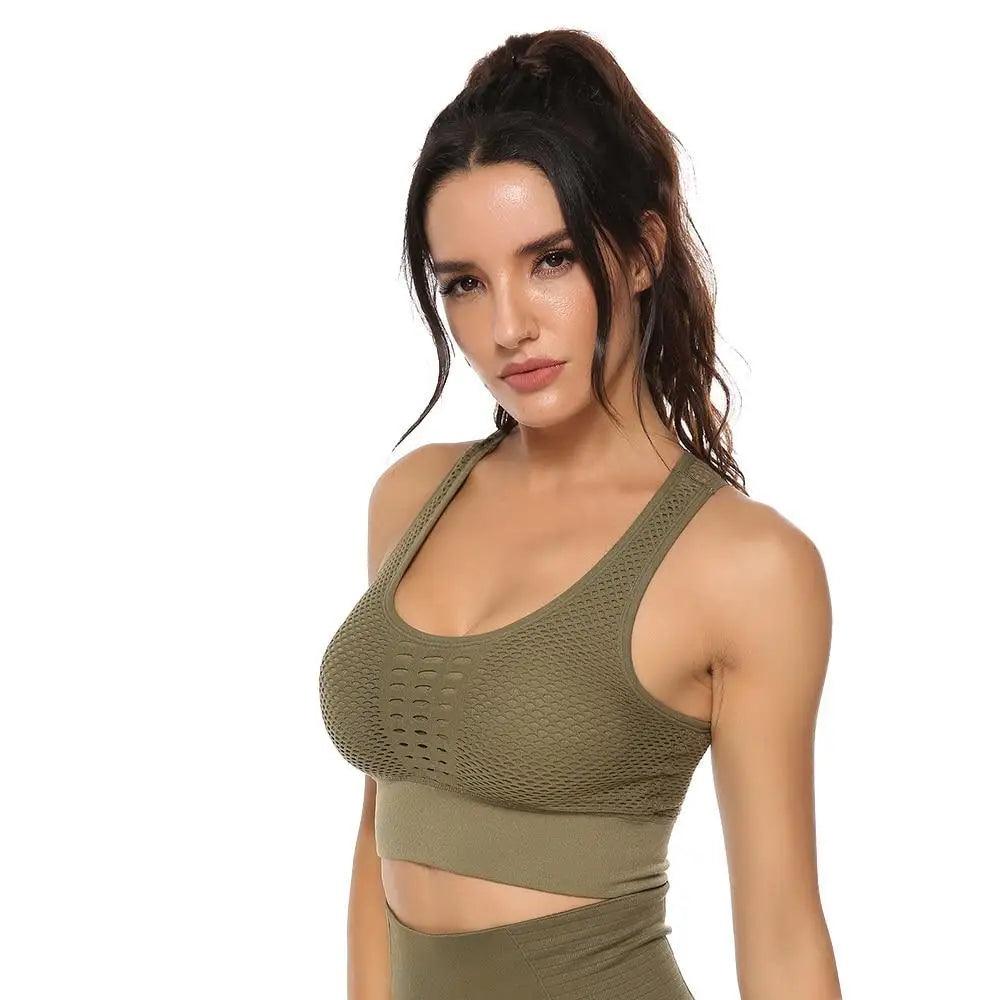 New Trendy Women’s T - shirts Workout Sports Bra Yoga Vest Backless Solid Quick Dry Running Gym Sport bra Yoga Shirts