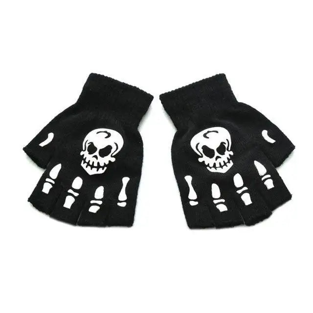 New Trendy 2021 Adult Skeleton Skull Half Finger Gloves Glow  Dark Fingerless Stretch Knitted Winter Mittens - Treko - 2021 trends, bike riding gloves, birthday gifts, breathable gloves, comfortable gloves, fashion 2021, fashionable gloves, new trend 2021, racing gloves, stylish gloves, trends 2021, trendy gloves, winter gloves- Stevvex.com