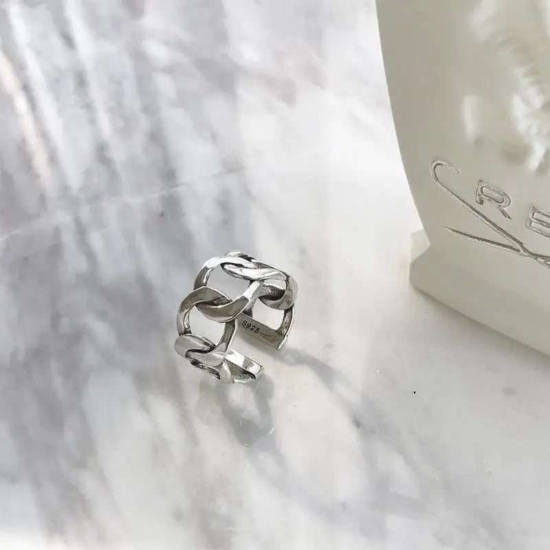 New Vintage 925 Sterling Silver Wild Square Strip Chain Open Rings for Women - Fashion Aesthetic Jewelry for Women - ALLURELATION - 2021 Trending rings, 571, aesthetic jewelry, Aesthetic rings for women, Birthday gift for Girlfriend, Birthday gift for wife, christmas gifts, cute Fashion jewelry, Elegant Jewelry, Elegant rings, engagement rings, fashion rings, Fashion wedding rings, Jewelry, Ring, Rings, rings for women, Simple rings, Stylish rings, Trending jewelry, trending rings, Women ring - Stevvex.com