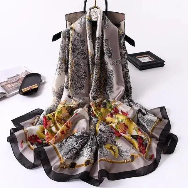 New Women Autumn Winter Fashion Silk Scarf Shawl Beach Headband Female Casual Wear Beach Friendly Spring Silk Scarf