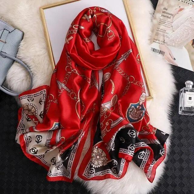 New Women Autumn Winter Fashion Silk Scarf Shawl Beach Headband Female Casual Wear Beach Friendly Spring Silk Scarf