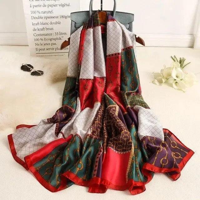 New Women Autumn Winter Fashion Silk Scarf Shawl Beach Headband Female Casual Wear Beach Friendly Spring Silk Scarf