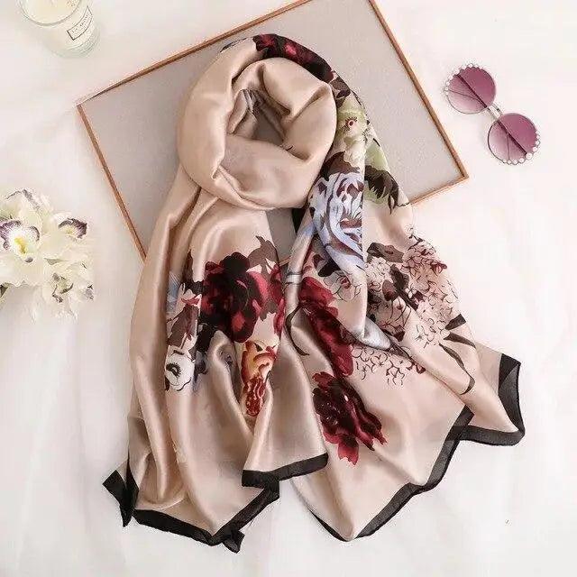 New Women Autumn Winter Fashion Silk Scarf Shawl Beach Headband Female Casual Wear Beach Friendly Spring Silk Scarf