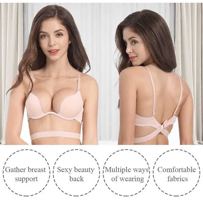 New Women Lingerie U Backless Bras Underwear Deep U Low Cut Push Up Bra Female Breathable Bra - ALU93169RST