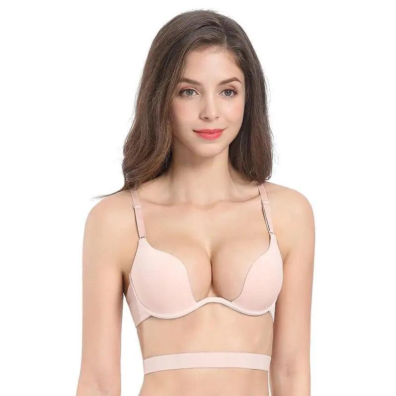 New Women Lingerie U Backless Bras Underwear Deep U Low Cut Push Up Bra Female Breathable Bra - ALU93169RST