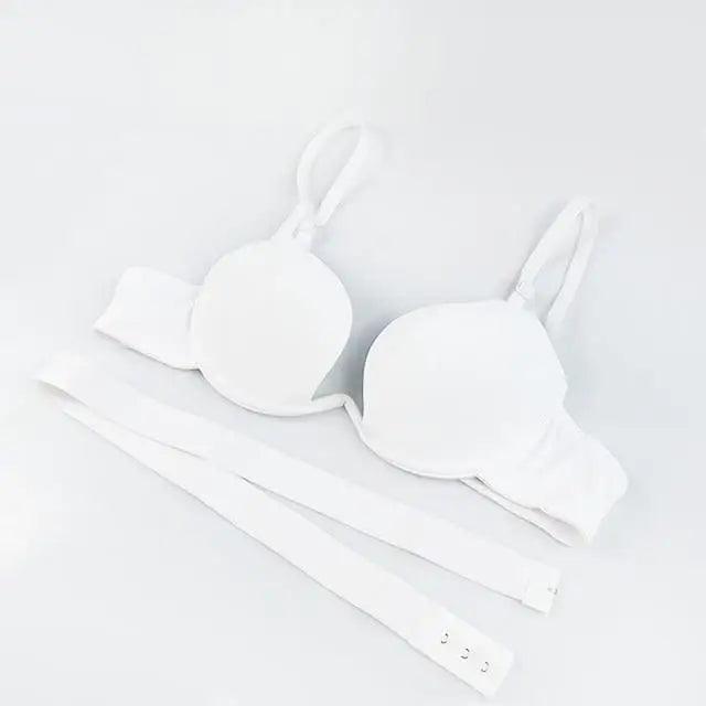 New Women Lingerie U Backless Bras Underwear Deep U Low Cut Push Up Bra Female Breathable Bra - White / 38A