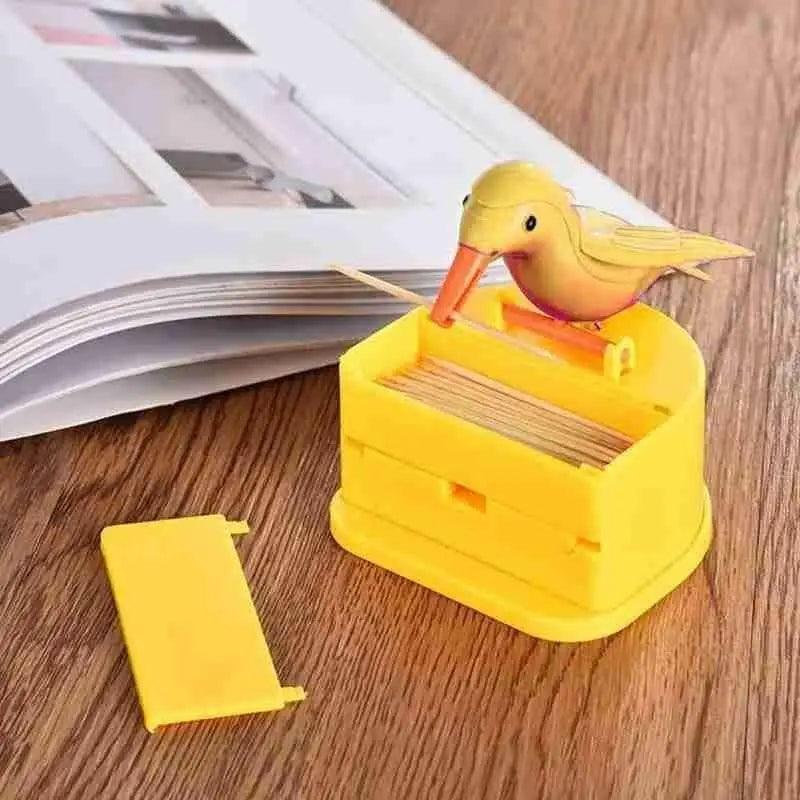 New Yellow Small Bird Toothpick Container Automatic Toothpick Dispenser Toothpick Holder Home Decoration Kitchen Accessories - STEVVEX Kitchen - 739, Automatic Toothpick Dispenser, Home Decoration, kitchen, kitchen accessories, Small Toothpick Container, Toothpick Container, Toothpick Dispenser, Toothpick Holder, Yellow Toothpick Container - Stevvex.com