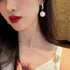 Oversized White Pearl Drop Earrings for Women And Girl Trendy Golden Round Pearl Wedding Earrings Jewelry Gift