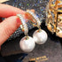 Oversized White Pearl Drop Earrings for Women And Girl Trendy Golden Round Pearl Wedding Earrings Jewelry Gift