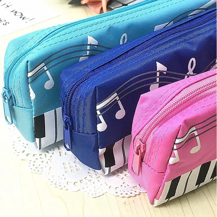 Piano Music Notes Keyboard Pencil Case Large Capacity Pencil Bags Cool Print Stationery Office School Cute Pencil Cases