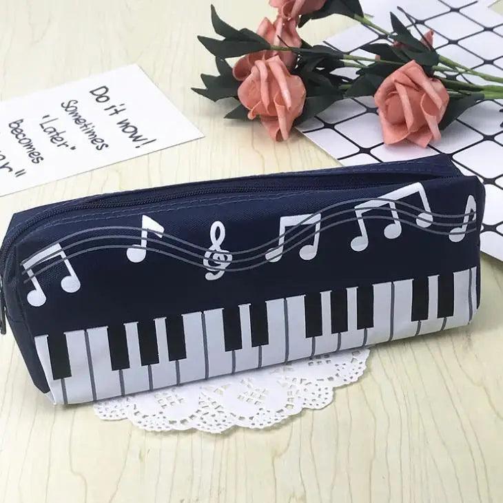 Piano Music Notes Keyboard Pencil Case Large Capacity Pencil Bags Cool Print Stationery Office School Cute Pencil Cases