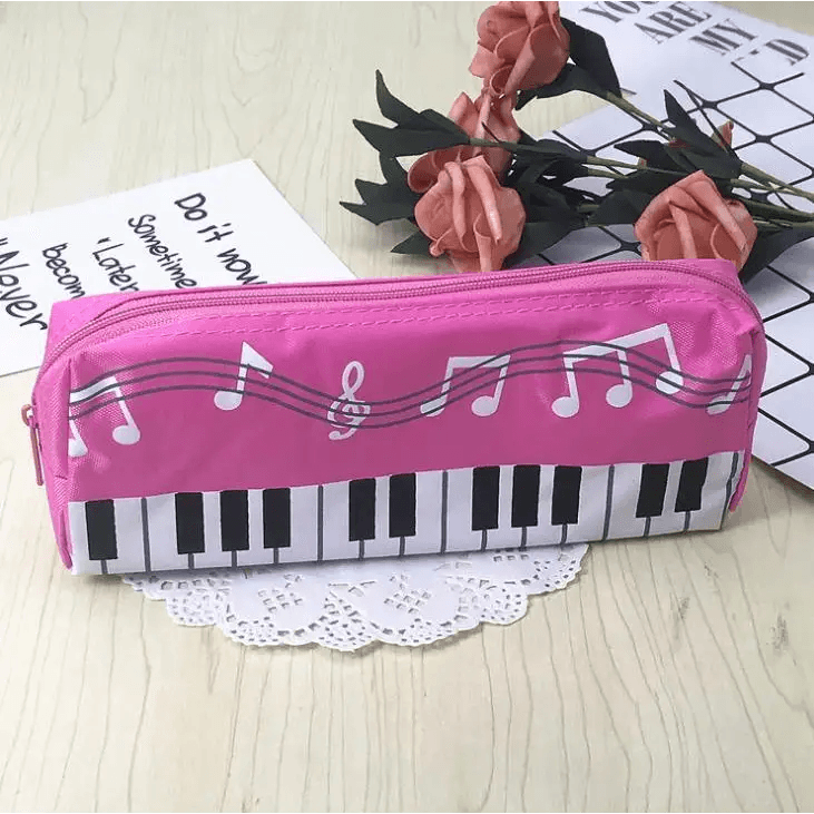 Piano Music Notes Keyboard Pencil Case Large Capacity Pencil Bags Cool Print Stationery Office School Cute Pencil Cases