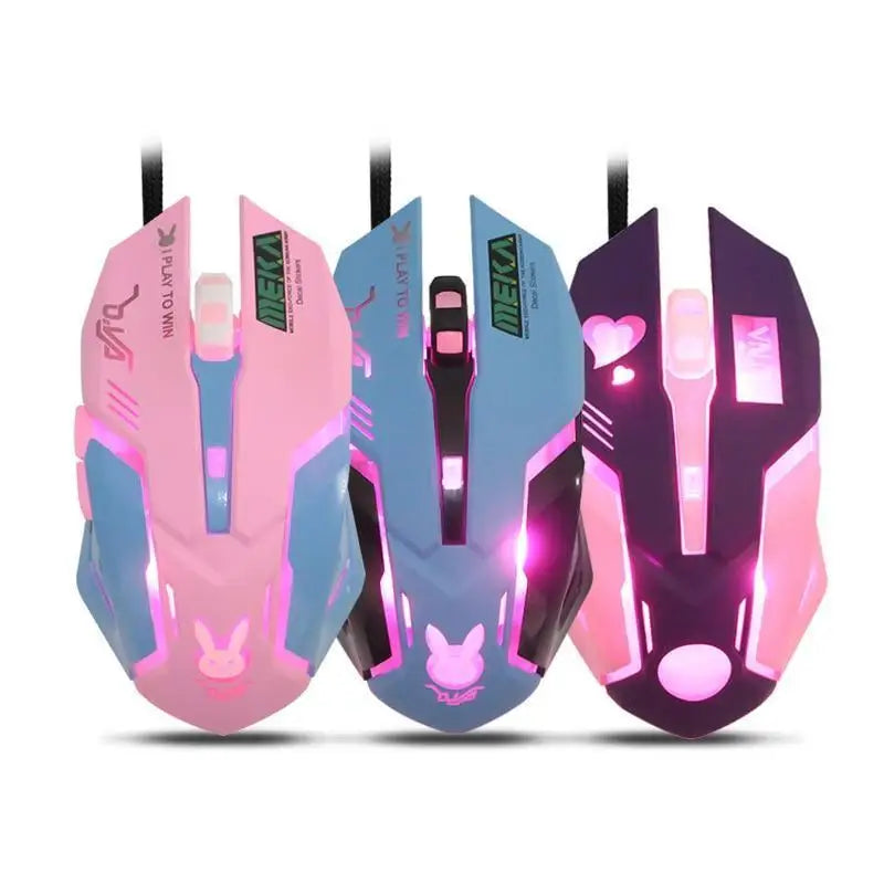 Pink Wired Gaming Mouse Girl Mouse 6 Buttons 3200 DPI USB Computer Mice Gamer Mouse For PC - STIL9758POLKH