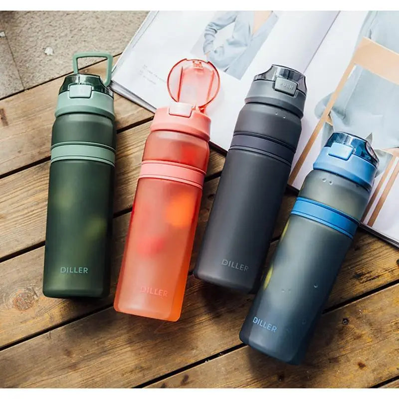 Portable 6 Colors Tritan Material Water Bottle With Straw Outdoor Sport Fitness Drinking Bottles Durable Plastic Bottle