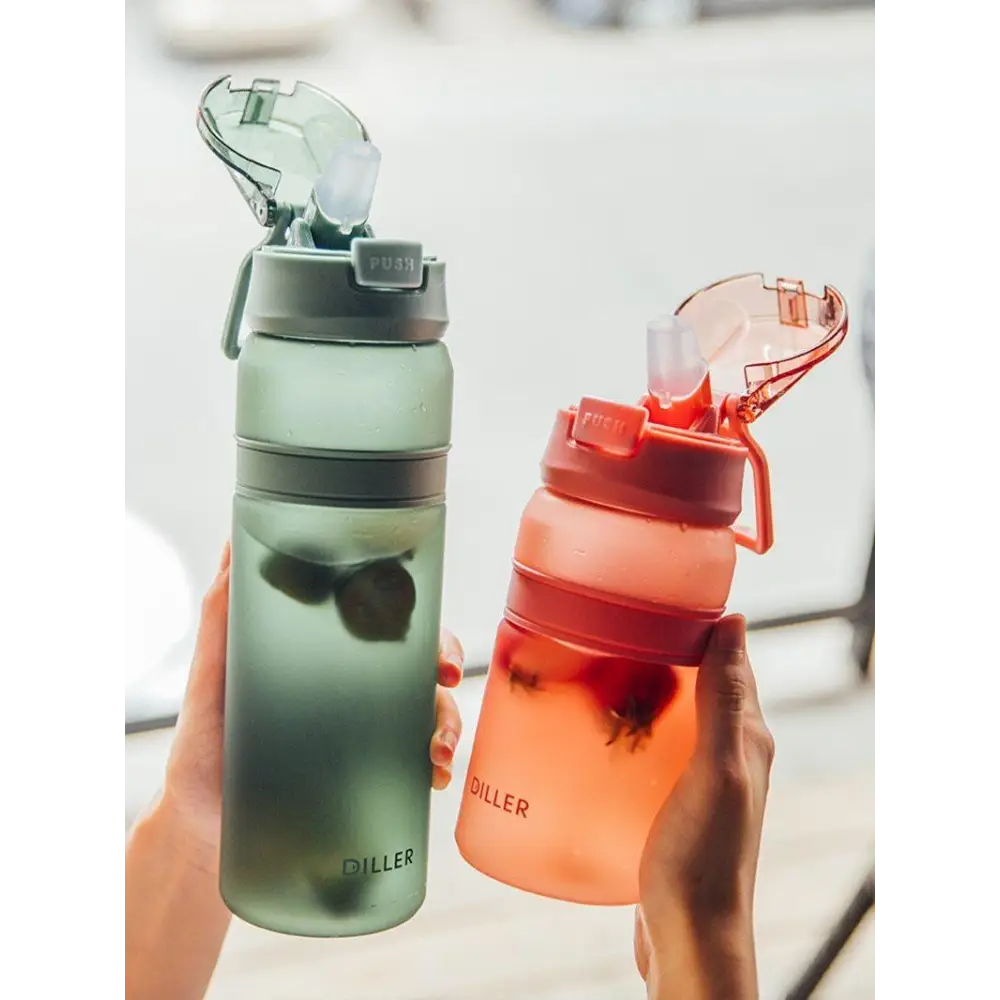 Portable 6 Colors Tritan Material Water Bottle With Straw Outdoor Sport Fitness Drinking Bottles Durable Plastic Bottle