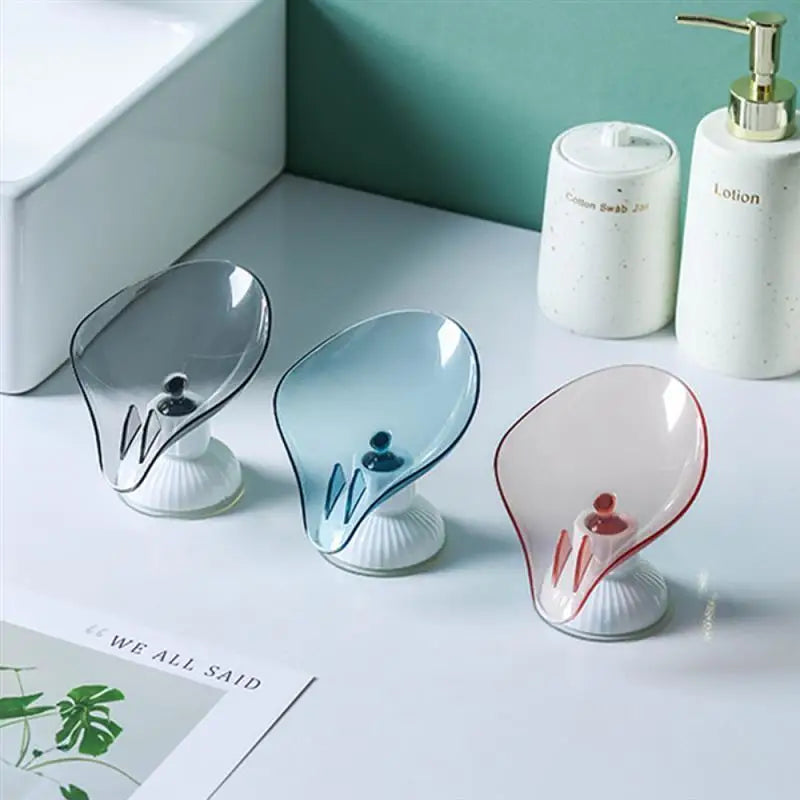 Portable Soap Dish Leaf Shape Soap Holder Leaf Shaped Soap Box Soap Dish For Bathroom Suction Cup Bathroom Storage