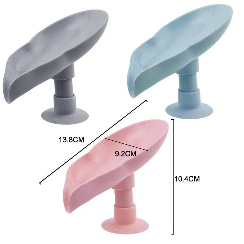 Portable Soap Dish Leaf Shape Soap Holder Leaf Shaped Soap Box Soap Dish For Bathroom Suction Cup Bathroom Storage