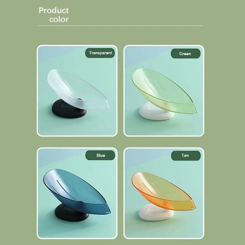 Portable Soap Dish Leaf Shape Soap Holder Leaf Shaped Soap Box Soap Dish For Bathroom Suction Cup Bathroom Storage