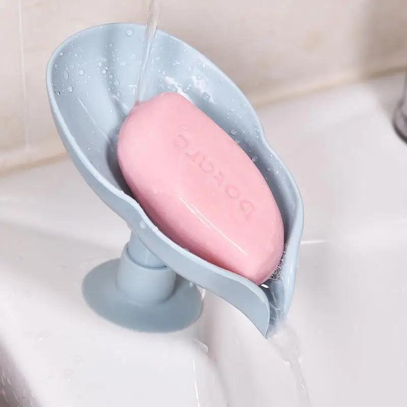 Portable Soap Dish Leaf Shape Soap Holder Leaf Shaped Soap Box Soap Dish For Bathroom Suction Cup Bathroom Storage