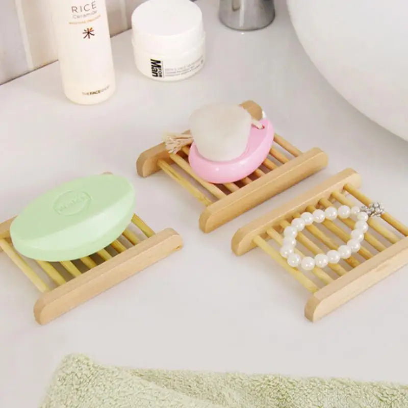 Portable Soap Dishes Natural Wood Soap Tray Holder Dish Storage Bath Shower Plate Home Bathroom Wash Soap Holder Home