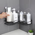 Premium Quality Bathroom Kitchen Punch Corner Frame Shower Shelf Wrought Iron Shampoo Storage Rack Holder with Suction