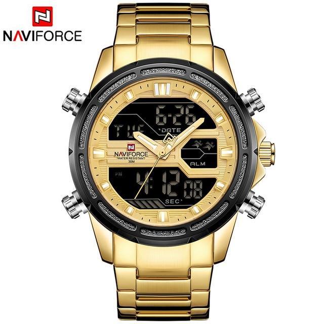 Mens Wrist Watch, Waterproof Analog Digital Watches Multifunction Stainless Steel Business Watches For Man Perfect Gift