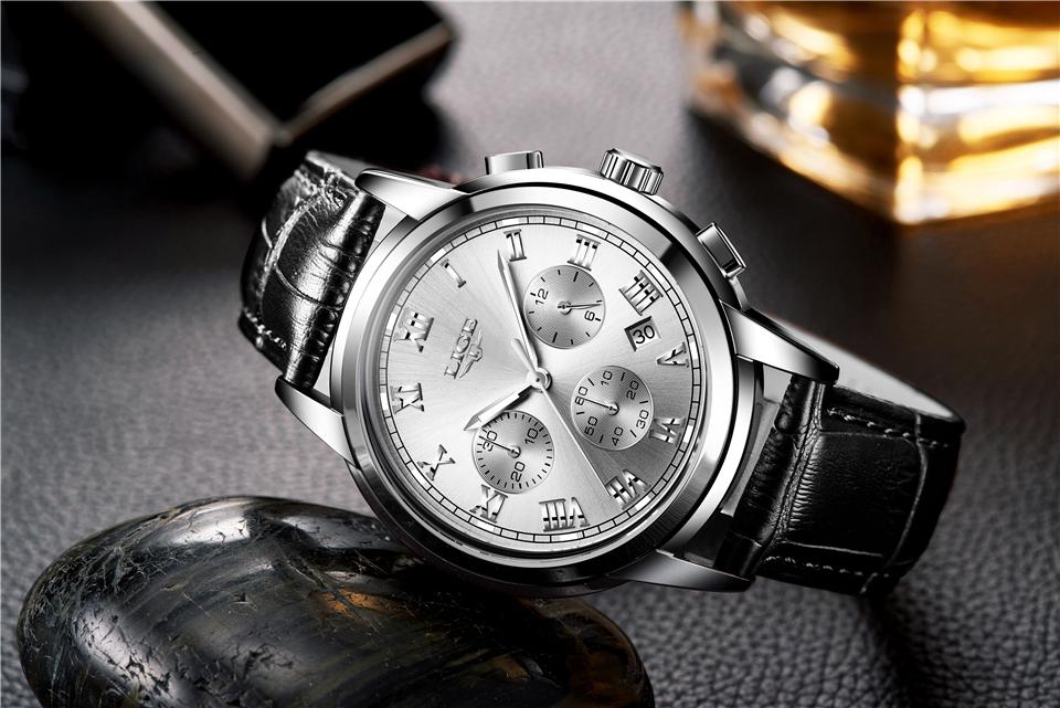 Men's Elegant Watch With Chronometers And Leather Belts  Business Style Perfect Gift Excellent Look