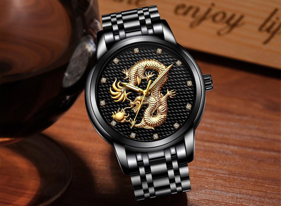 Men's Waterproof  Watch With 3D Dragon Design Excellent Look Perfect Gift For Your Man