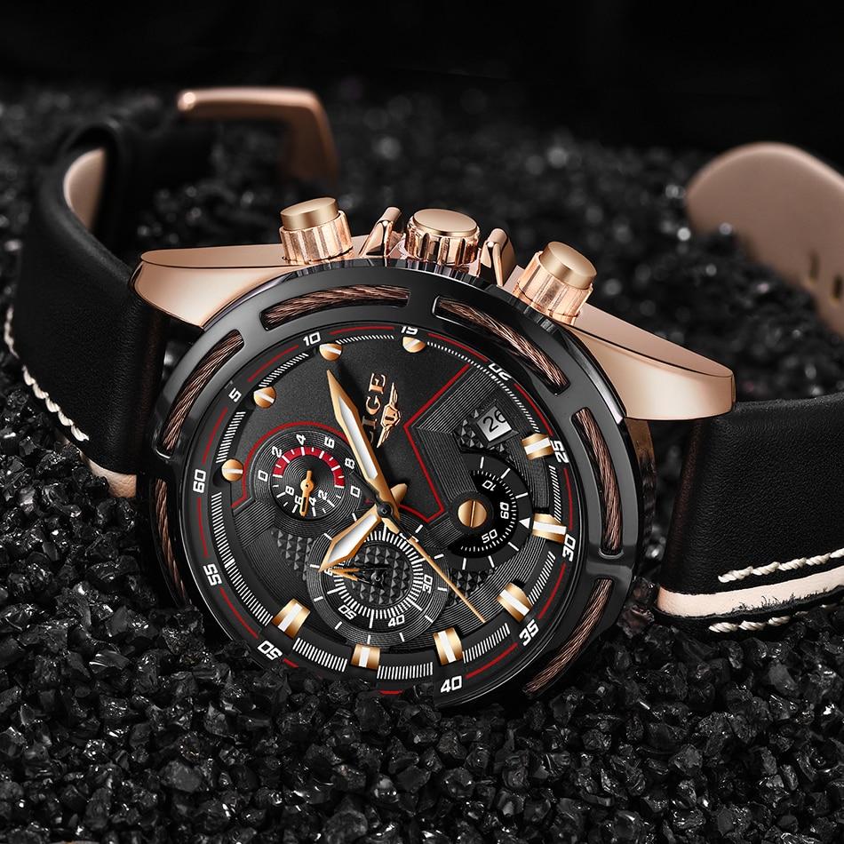 Waterproof Men's Sports  Watch With Leather Transparent Belts, Chronometers Day View Perfect Gift