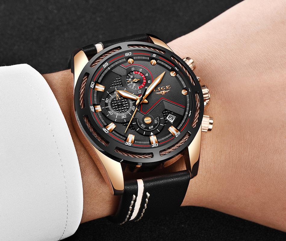 Waterproof Men's Sports  Watch With Leather Transparent Belts, Chronometers Day View Perfect Gift