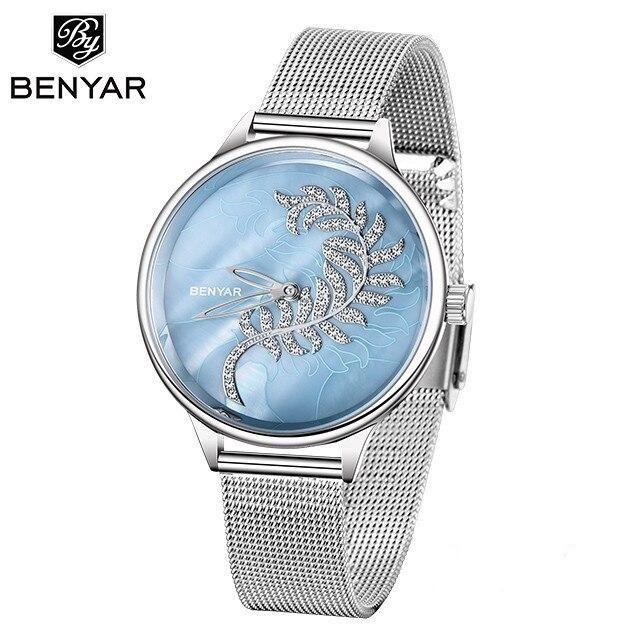 Luxury Womens Round Watch Simple Analog Quartz Watches Elegant Stainless Steel Mesh Strap Fashionable Wrist Watch For Woman