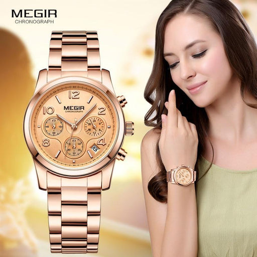 Top Luxury Quartz Women Watch Multifunctional Round Design Waterproof Stainless Business Wrist Watch