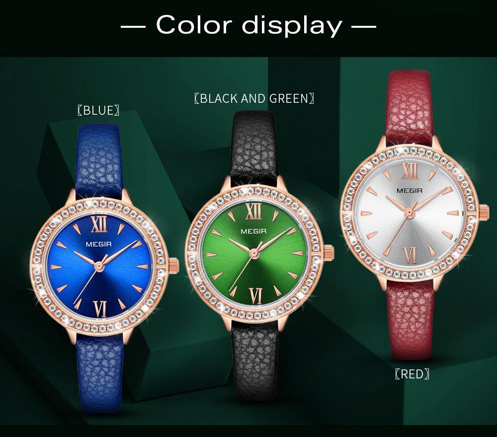 Luxury Green Fashion Womens Watch Classic Quartz Round Wrist Watch Business Style For Women