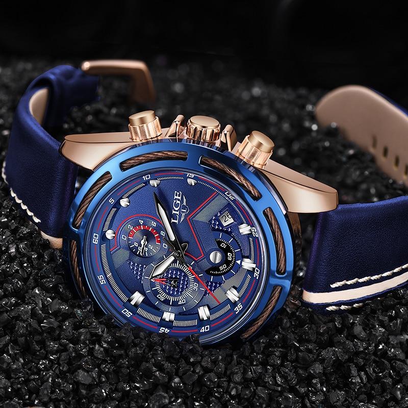 Waterproof Men's Sports  Watch With Leather Transparent Belts, Chronometers Day View Perfect Gift