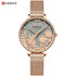 Womens Elegant Waterproof Clock With Decoupage Flower Details In Variant With Leather And Stainless Steel Knitted Belts