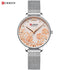 Womens Elegant Waterproof Clock With Decoupage Flower Details In Variant With Leather And Stainless Steel Knitted Belts