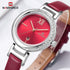 Women's Modern Wrist Watch With  Leather Belt Steel Case With Shining Background And Zircons On Dial Perfect Gift For Her