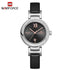 Women's Modern Wrist Watch With  Leather Belt Steel Case With Shining Background And Zircons On Dial Perfect Gift For Her