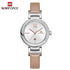 Women's Modern Wrist Watch With  Leather Belt Steel Case With Shining Background And Zircons On Dial Perfect Gift For Her